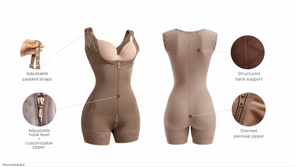 Abrilia Colombian shapewear with hooks and zipper with features