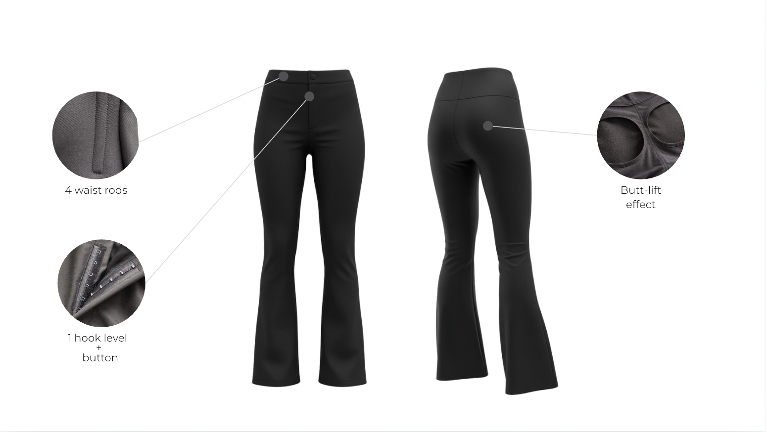 Built-in Colombian shapewear pants with features