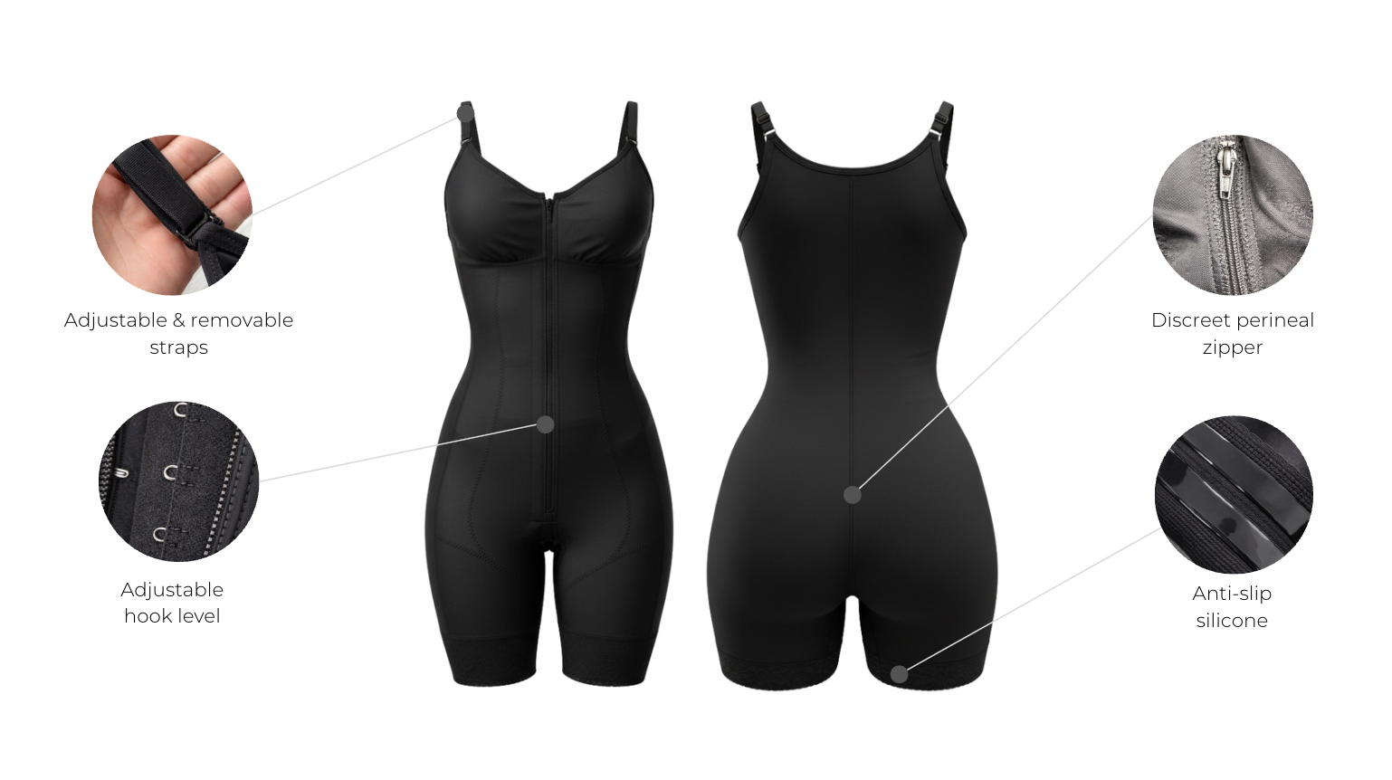Colombian post-op faja with features highlighted - wholesale