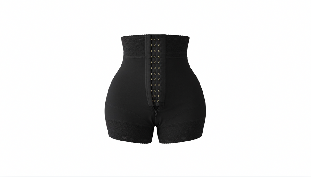 High waisted powernet colombian short with three adjustable level hooks