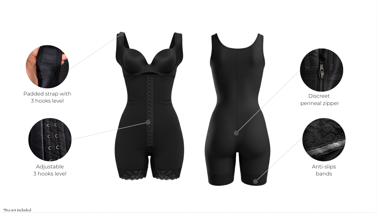 Powernet and lycra colombian shapewear with padded straps with features - wholesale