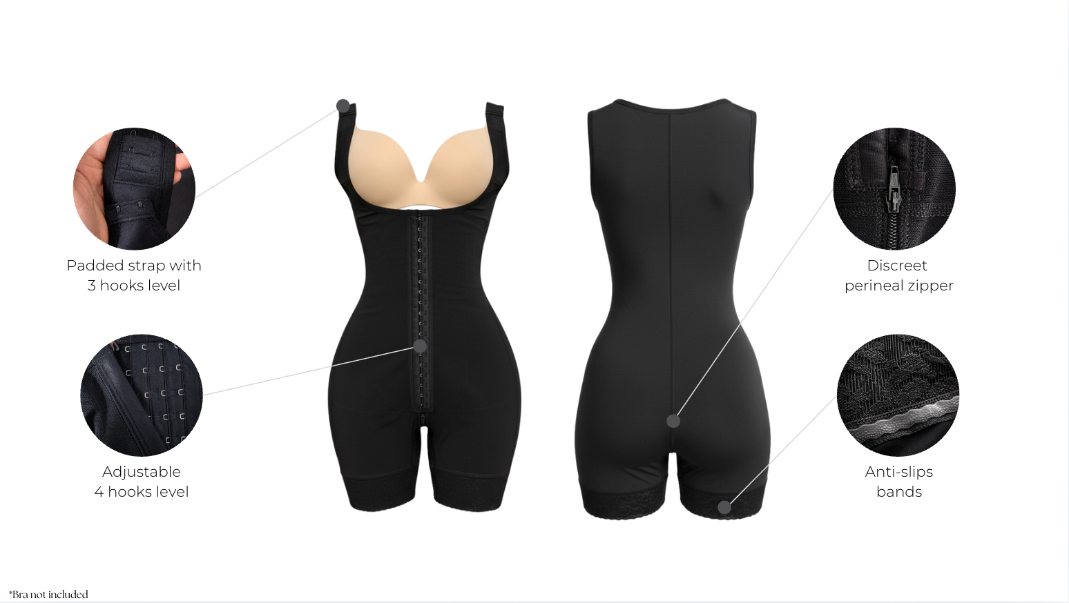 Short powerent Colombian shapewear with features