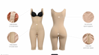 Beige Colombain Post-op faja with features highlighted on a white background - Wholesale