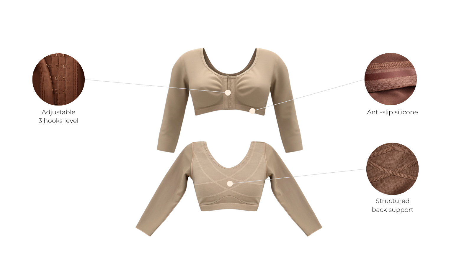 Bra with sleeves for post-op with features - wholesale