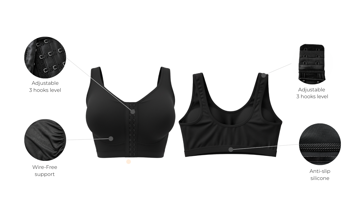 Post-quirurgical bra for breast augmentation recovery with features - wholesale