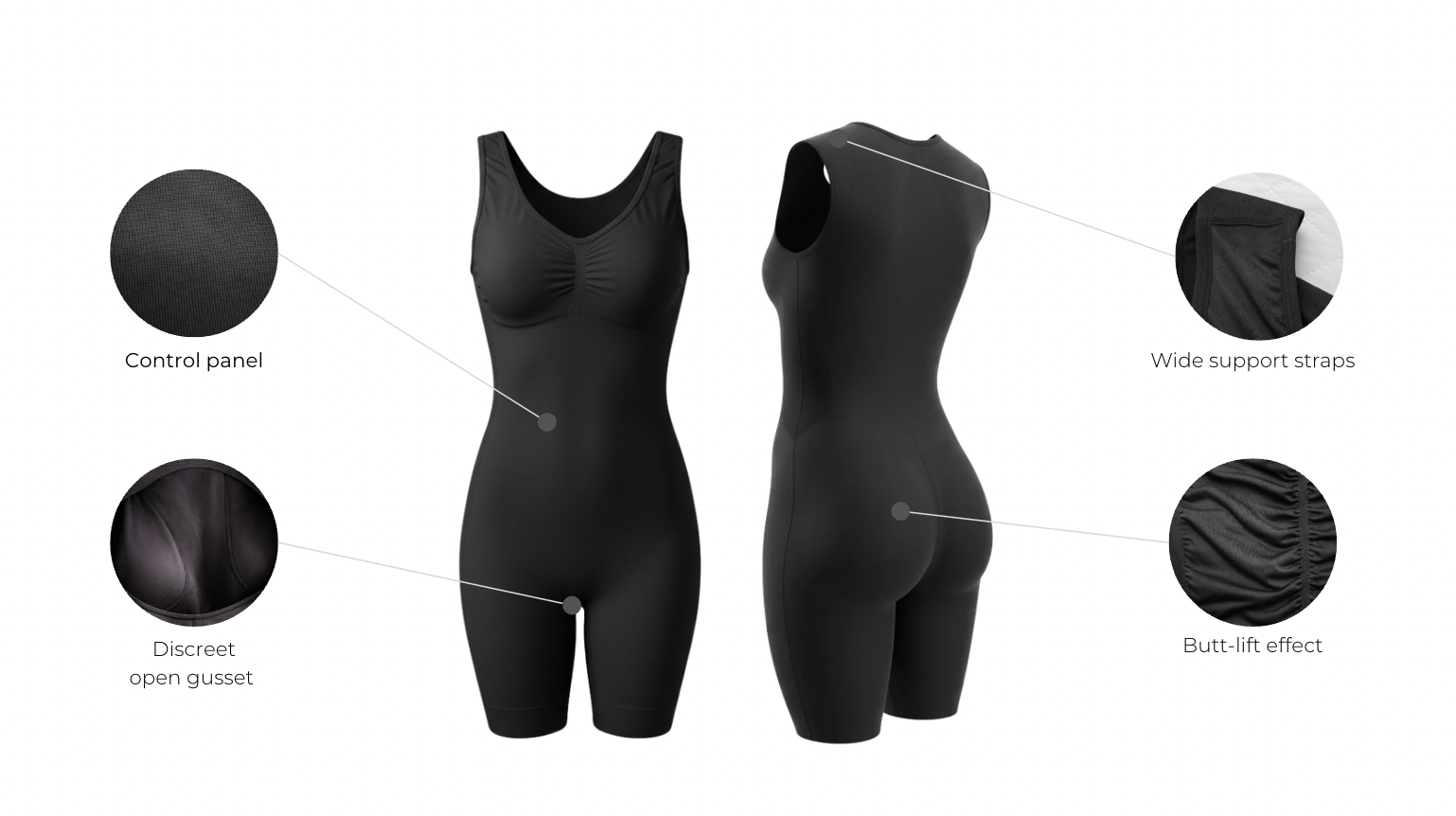 Mid-thigh Colombian seamless with wide straps  with features - wholesale