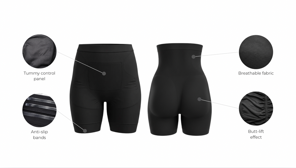Seamless high waisted short with control panel with butt lift effect and features - wholesale