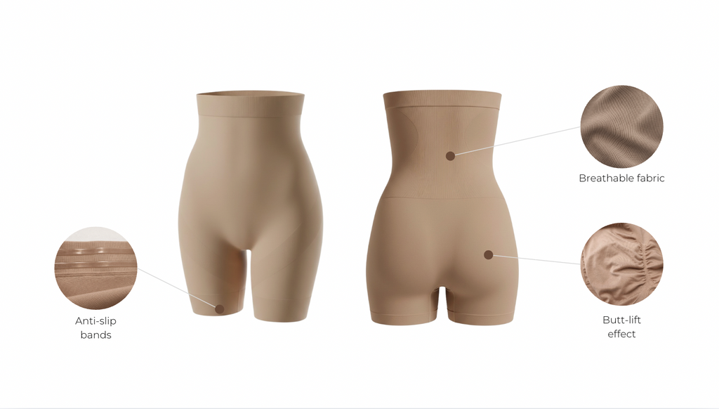 High waisted colombian seamless short with control panel - wholesale with features