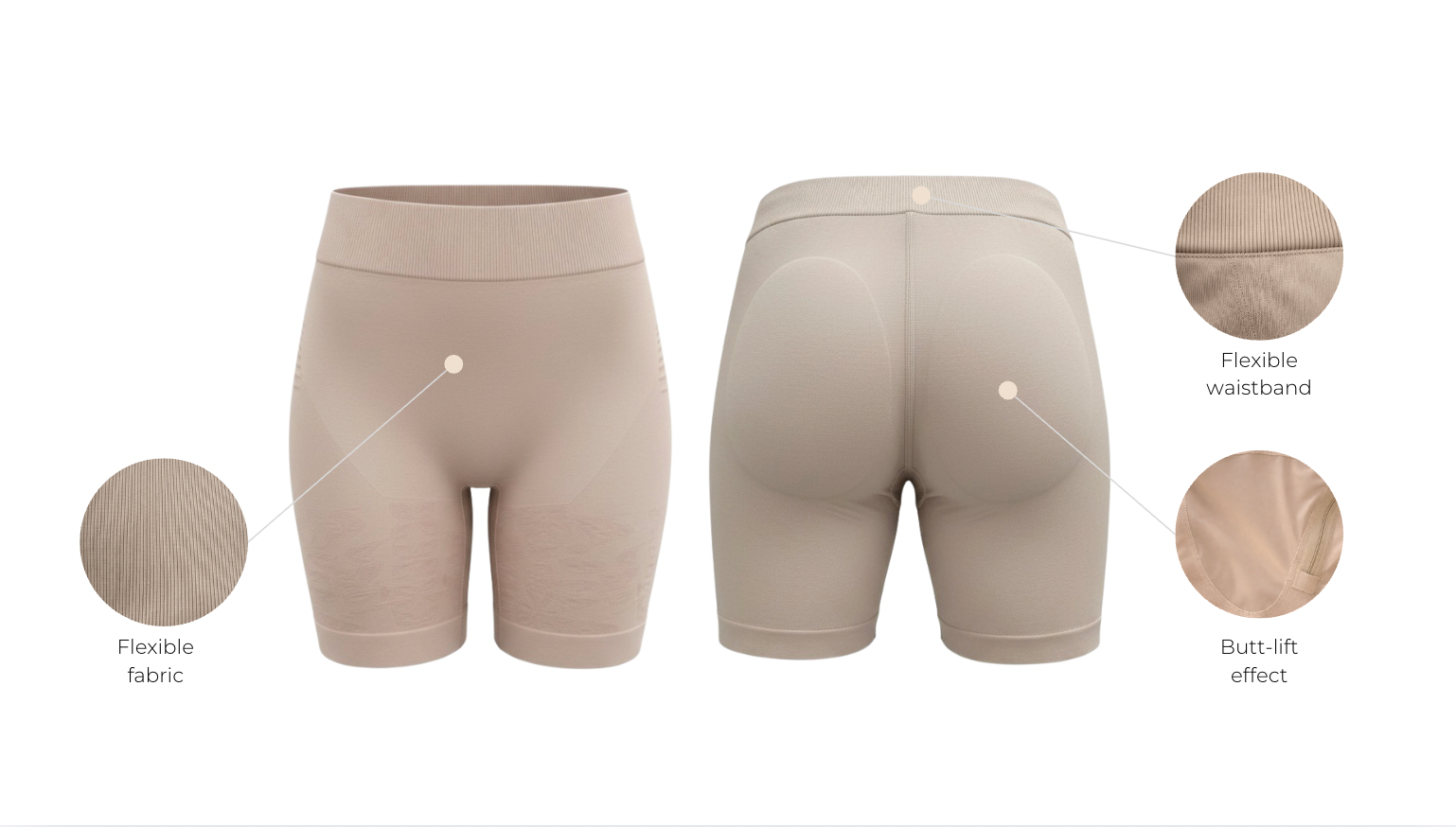 Colombian seamless short mid-thigh with butt lift - wholesale with features