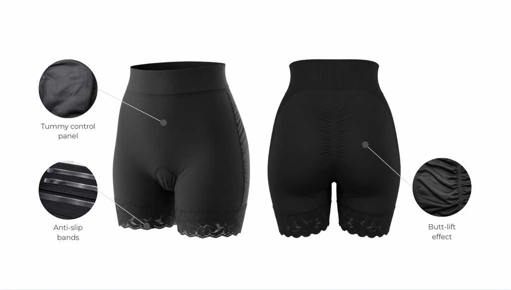 Short with control panel and butt lift effect - wholesale and features