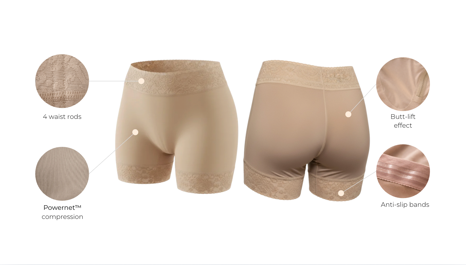 Colombian faja boxer with rods and butt lift effect with features