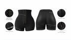 High waisted powernet colombian short with three adjustable level hooks with features