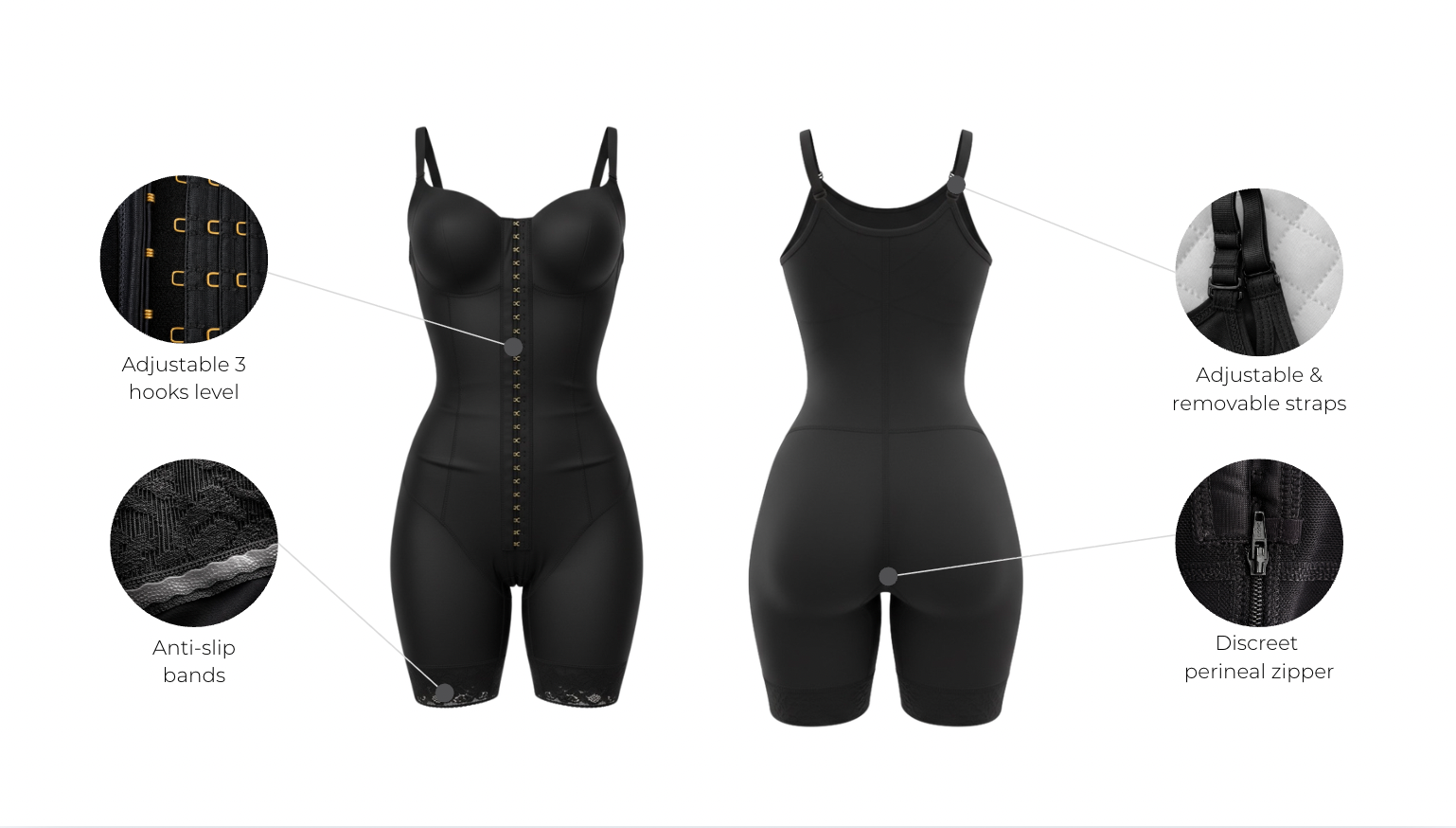 Abrilia colombian shapewear with thin straps - wholesale with features