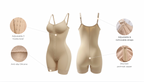 Powernet and lycra full body Colombian shapewear with thin straps with features