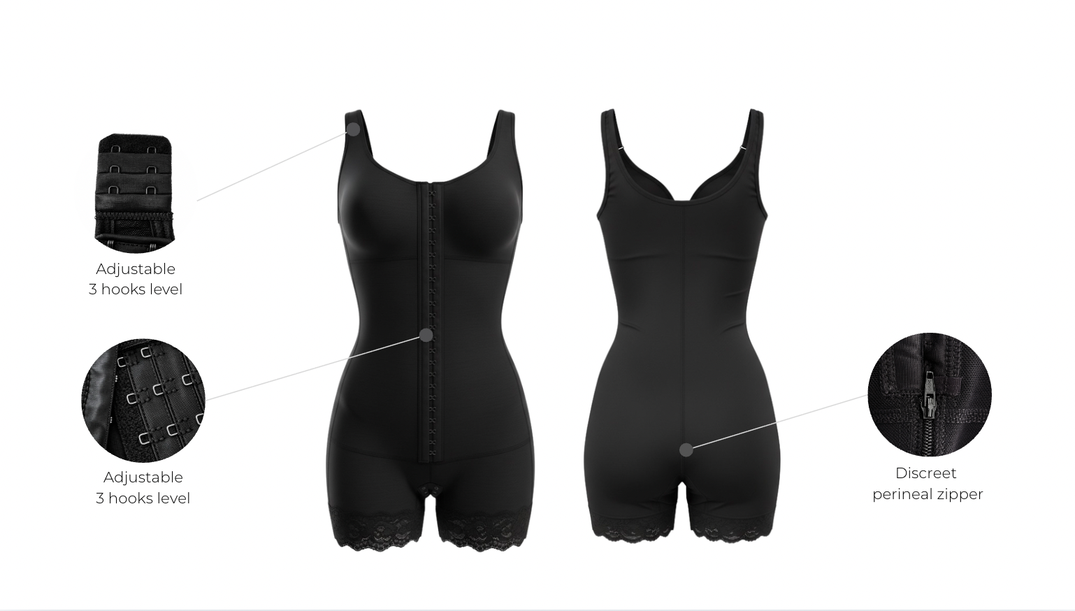 Powernet and Lycra Colombian Shapewear with thin straps - wholesale with features