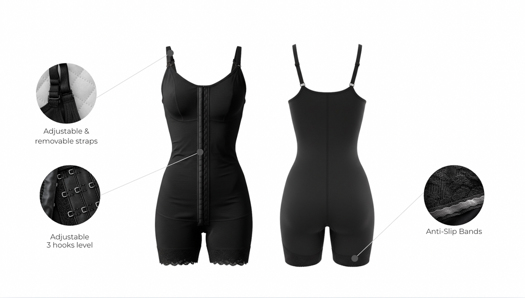 Powernet and Lycra colombian shapewear with thin straps - wholesale with features